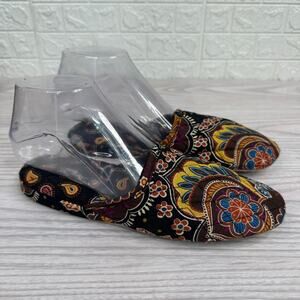 Vera Bradley Slipper Set SZ M Brown Paisley Travel Makeup Bag Gift Set Cozy Boho